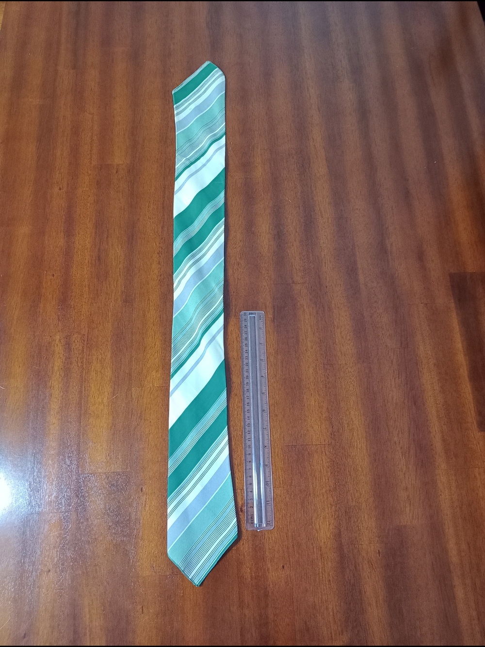 Olive And Green Striped Silk-Look Tie for Women - Elegant Accent